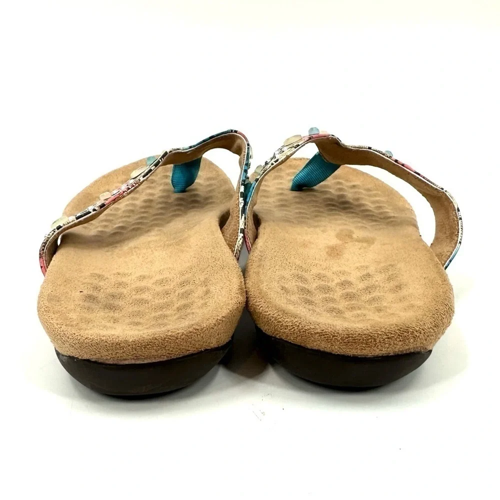 Vionic Lucia Sandals Womens 7 Orthaheel Colorful Snake Print Comfort Shoes Boho